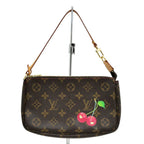 Louis Vuitton Monogram Cherry Pochette Brown Leather Pouch Mini Bag Takashi