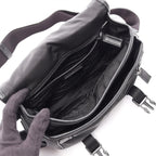 Prada Shoulder Bag Re-Nylon Tessuto Saffiano Black Nylon Leather Triangle Logo — view 3