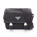 Prada Shoulder Bag Re-Nylon Tessuto Saffiano Black Nylon Leather Triangle Logo
