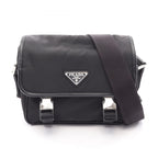 Prada Shoulder Bag Re-Nylon Tessuto Saffiano Black Nylon Leather Triangle Logo