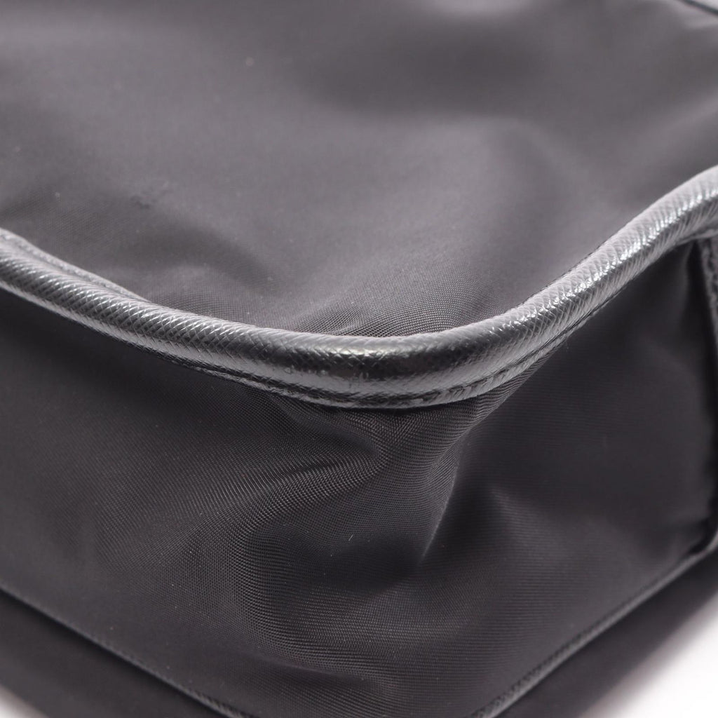 Prada Shoulder Bag Re-Nylon Tessuto Saffiano Black Nylon Leather Triangle Logo — view 6