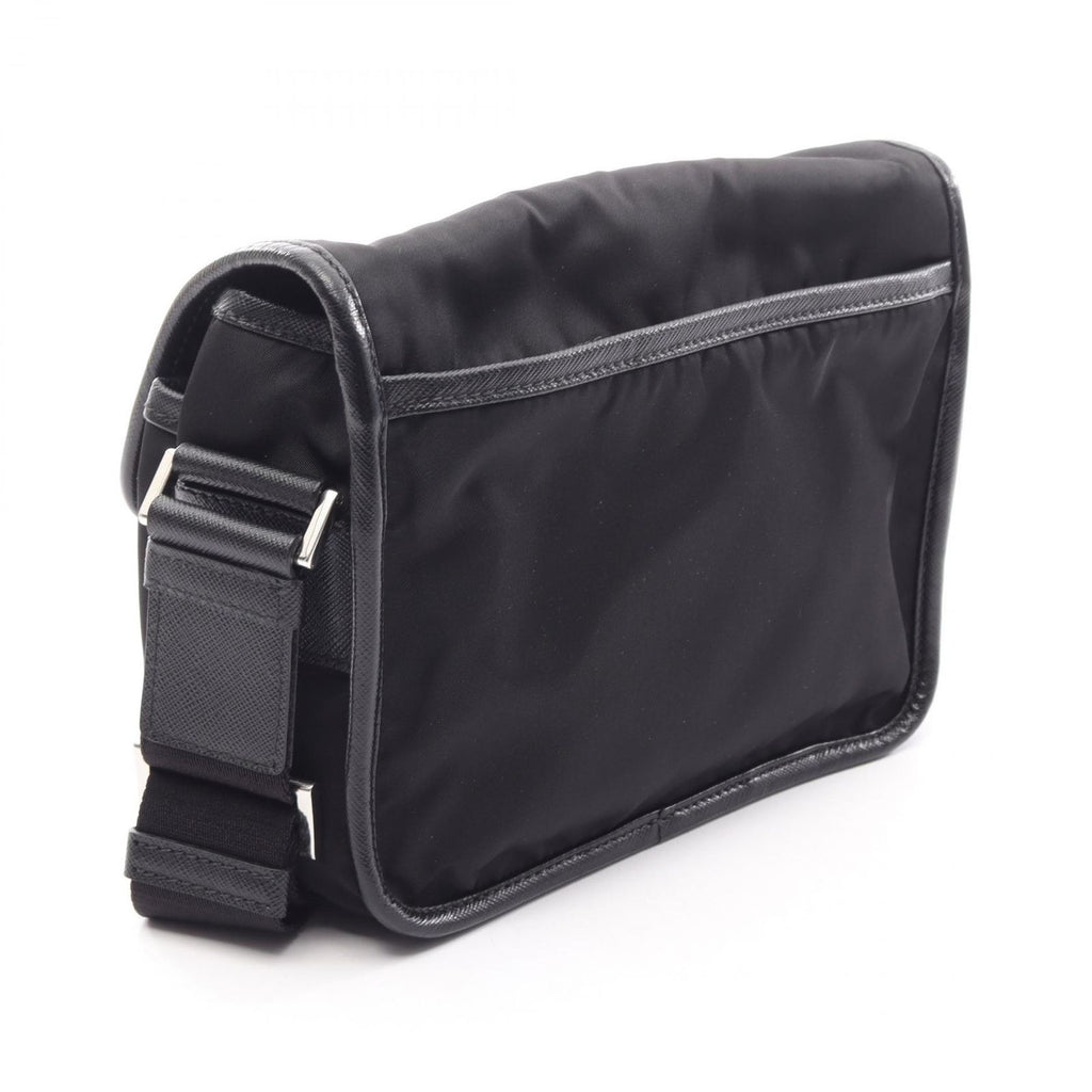 Prada Shoulder Bag Re-Nylon Tessuto Saffiano Black Nylon Leather Triangle Logo — view 2