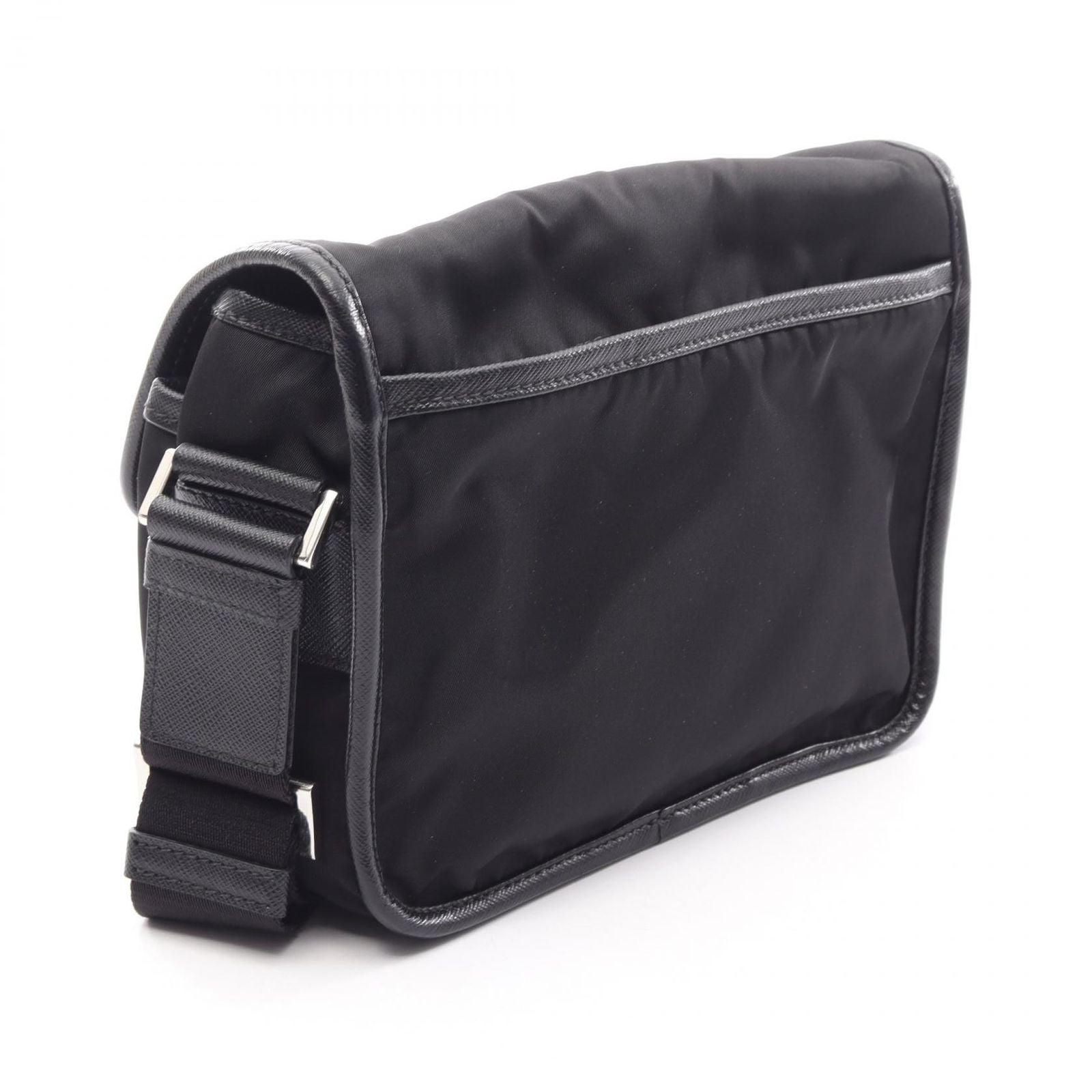 Prada Shoulder Bag Re-Nylon Tessuto Saffiano Black Nylon Leather Triangle Logo — view 2