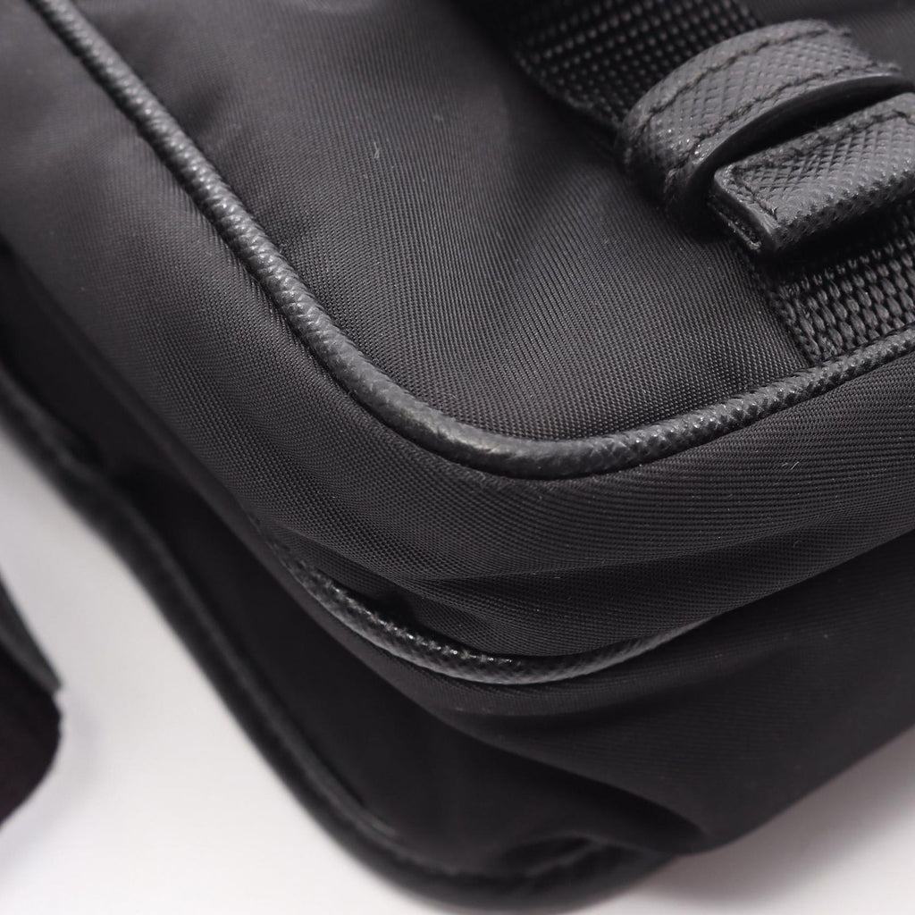 Prada Shoulder Bag Re-Nylon Tessuto Saffiano Black Nylon Leather Triangle Logo — view 5