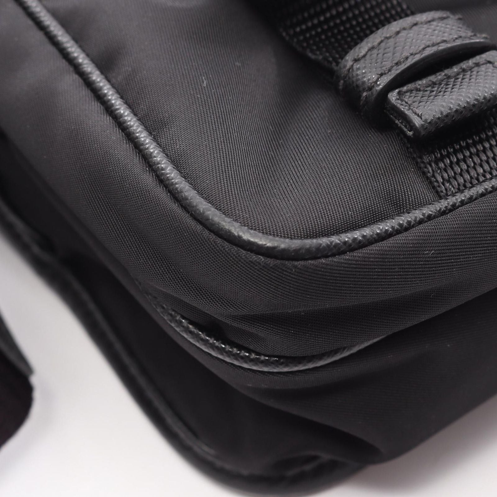 Prada Shoulder Bag Re-Nylon Tessuto Saffiano Black Nylon Leather Triangle Logo — view 5