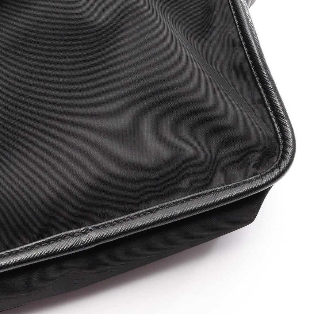 Prada Shoulder Bag Re-Nylon Tessuto Saffiano Black Nylon Leather Triangle Logo — view 7