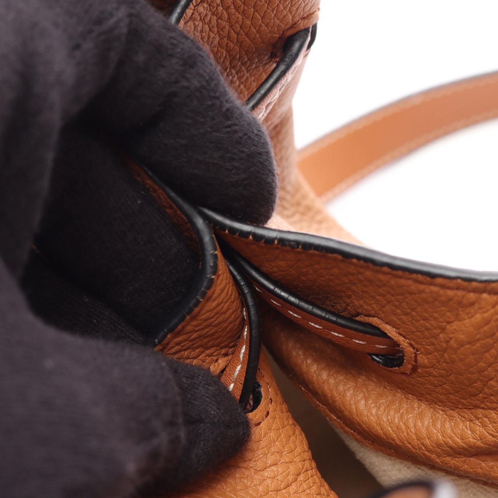 Loewe Handbag Hammock Drawstring Bag Mini 2-Way Brown Leather — view 7