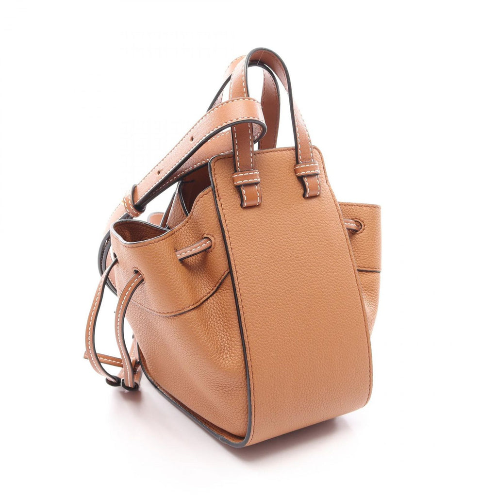 Loewe Handbag Hammock Drawstring Bag Mini 2-Way Brown Leather — view 2
