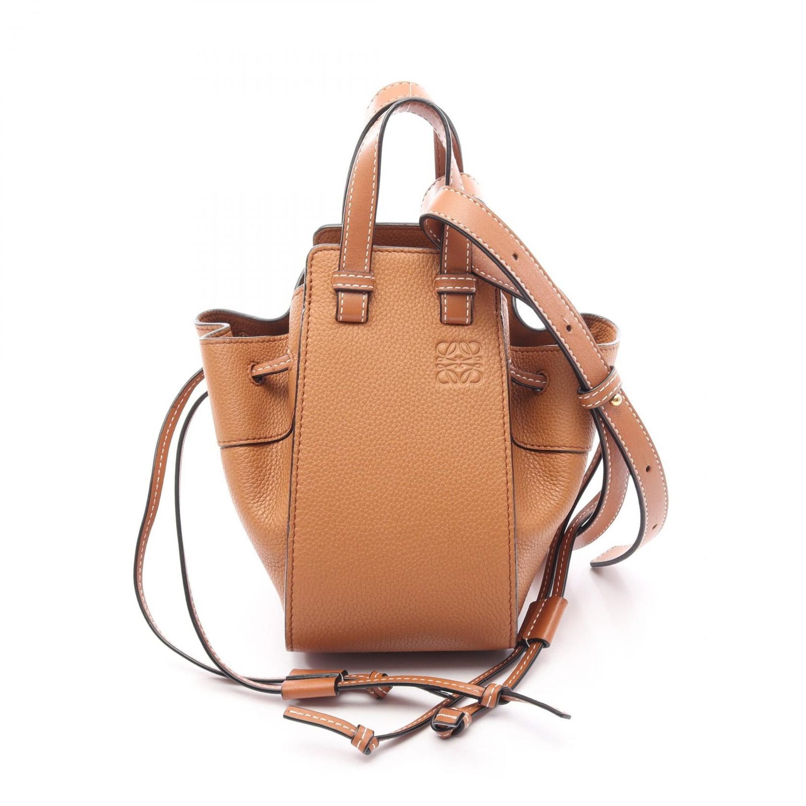 Loewe Handbag Hammock Drawstring Bag Mini 2-Way Brown Leather
