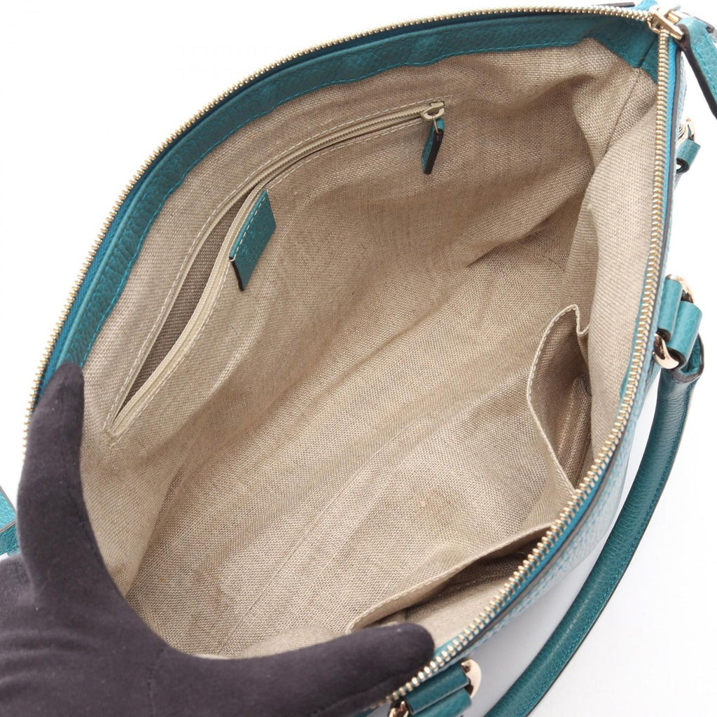 Gucci Handbag Interlocking 2-Way Turquoise Leather Tote — view 3