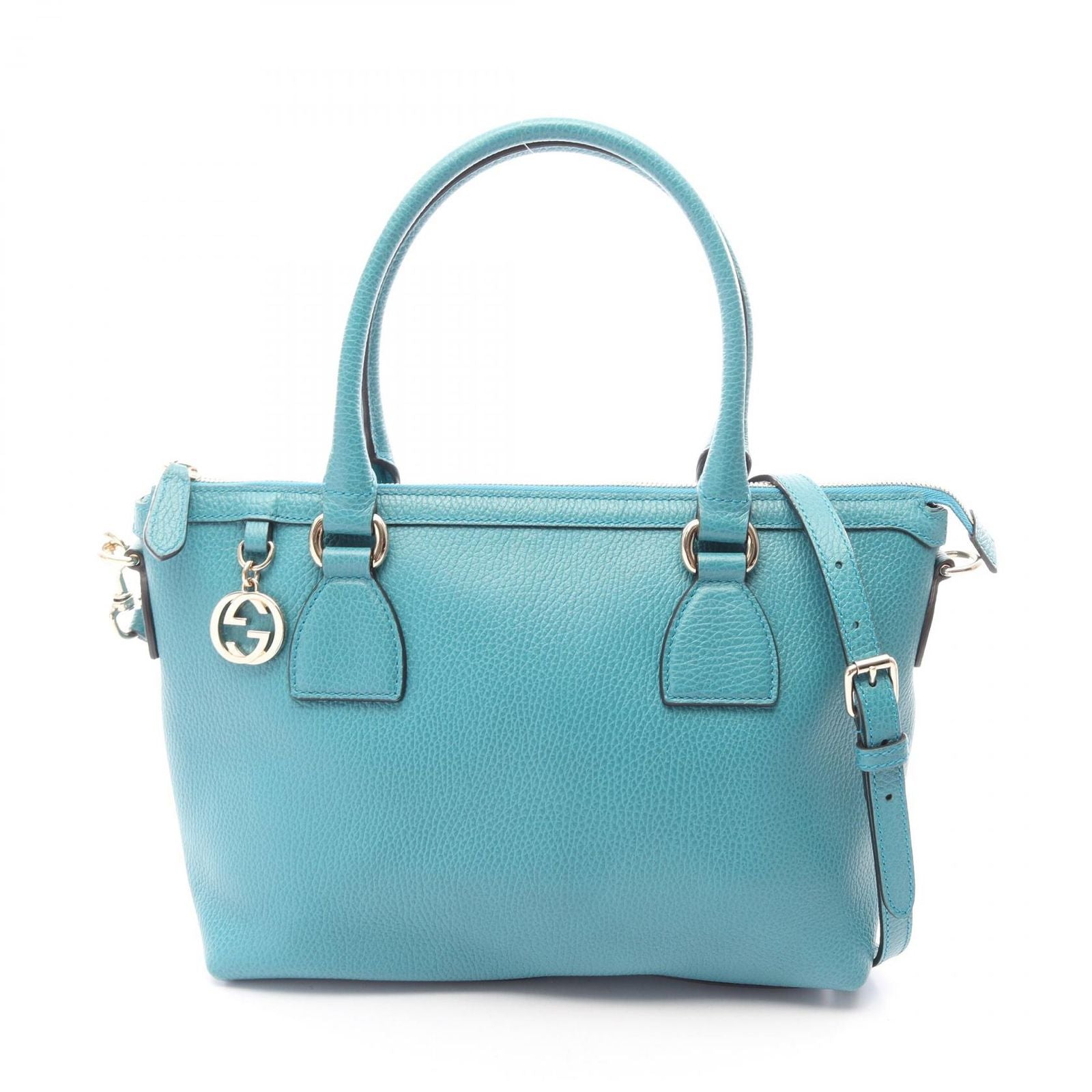Gucci Handbag Interlocking 2-Way Turquoise Leather Tote