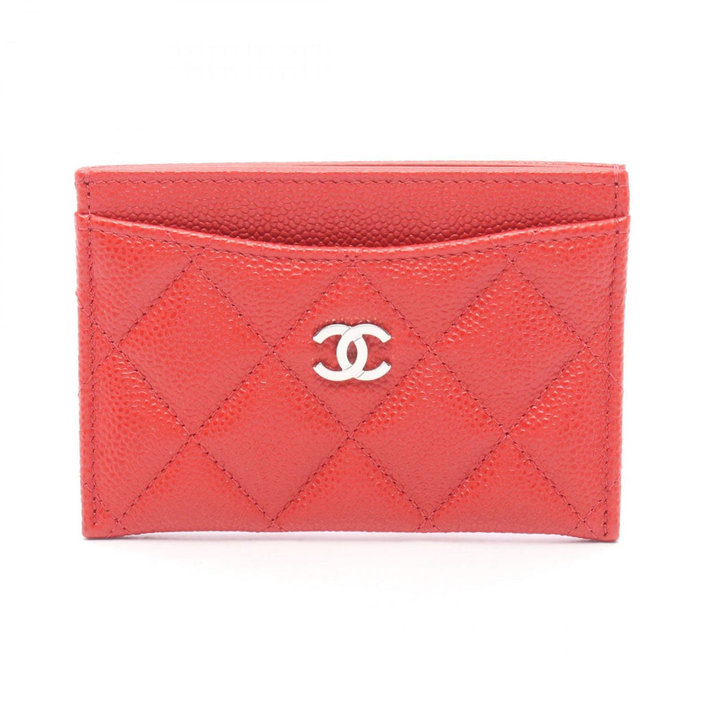 Chanel Card Case Quilted Red Calf