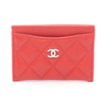 Chanel Card Case Quilted Red Calf