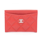 Chanel Card Case Quilted Red Calf