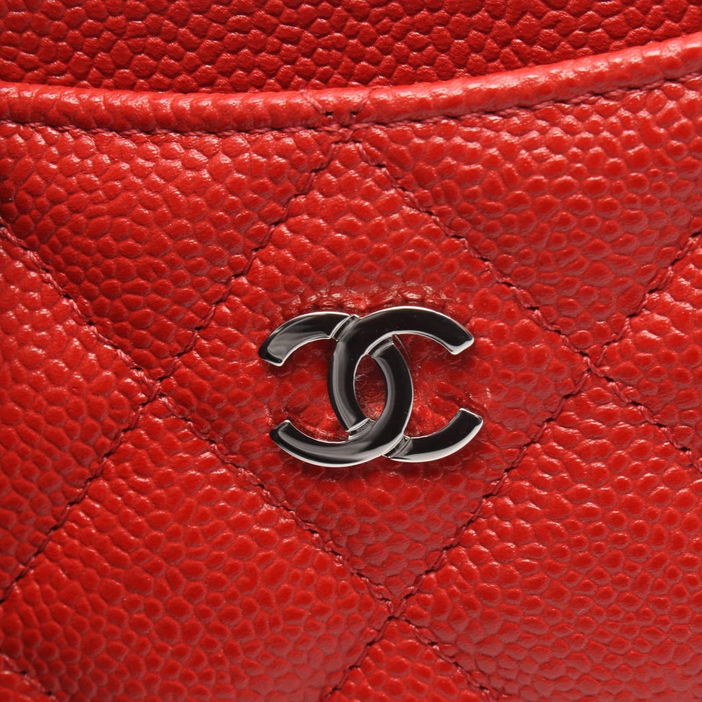 Chanel Card Case Quilted Red Calf — view 7