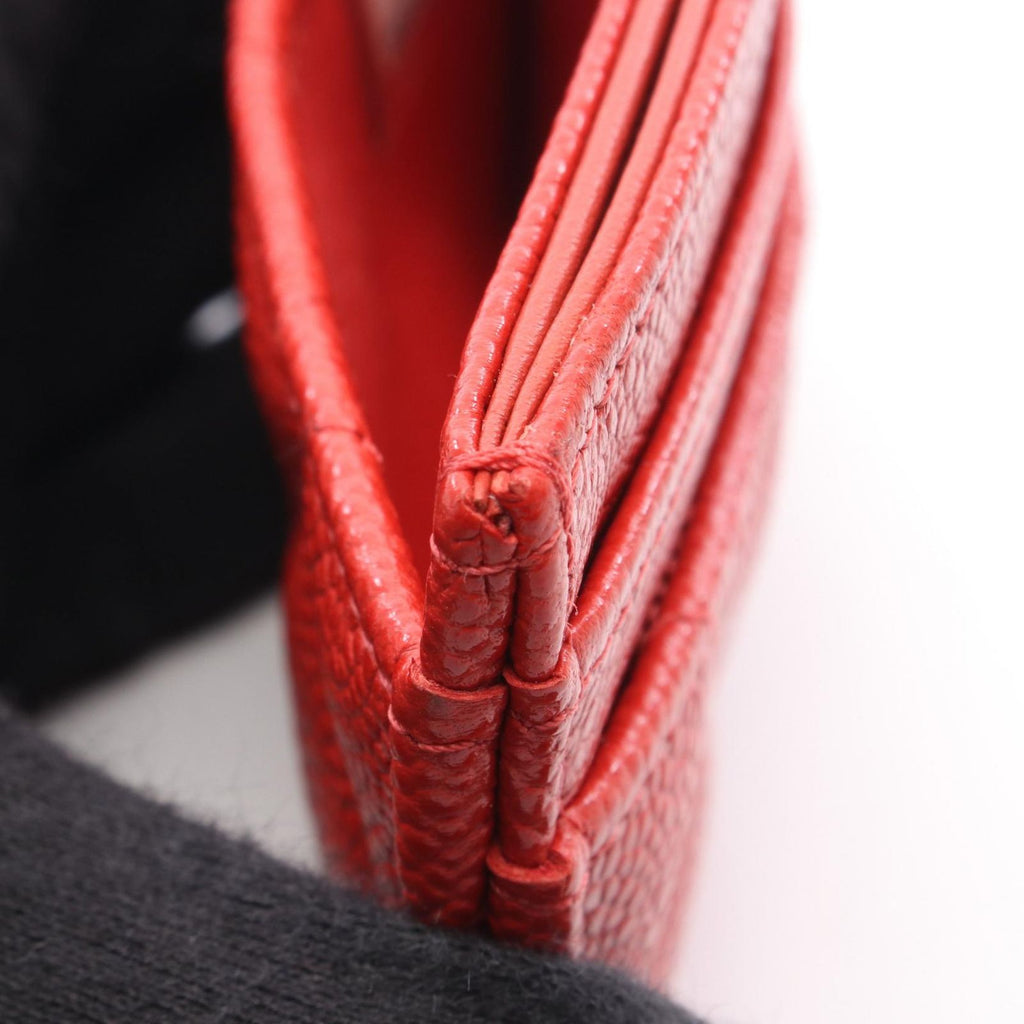 Chanel Card Case Quilted Red Calf — view 8