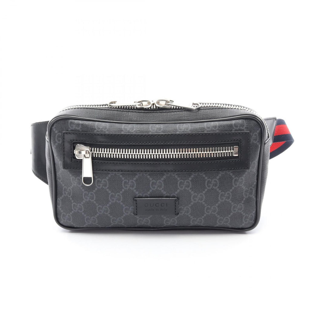 Gucci Waist Bag Soft GG Supreme Sherry Line Black Canvas Leather