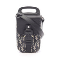 Dior Shoulder Bag Saddle Vertical Pouch Oblique Navy Black Canvas Leather