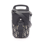 Dior Shoulder Bag Saddle Vertical Pouch Oblique Navy Black Canvas Leather