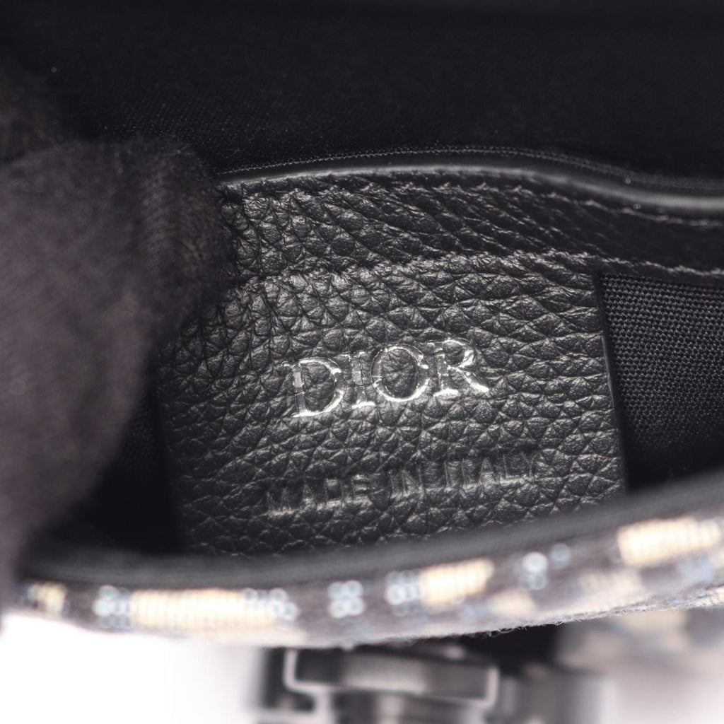 Dior Shoulder Bag Saddle Vertical Pouch Oblique Navy Black Canvas Leather — view 4