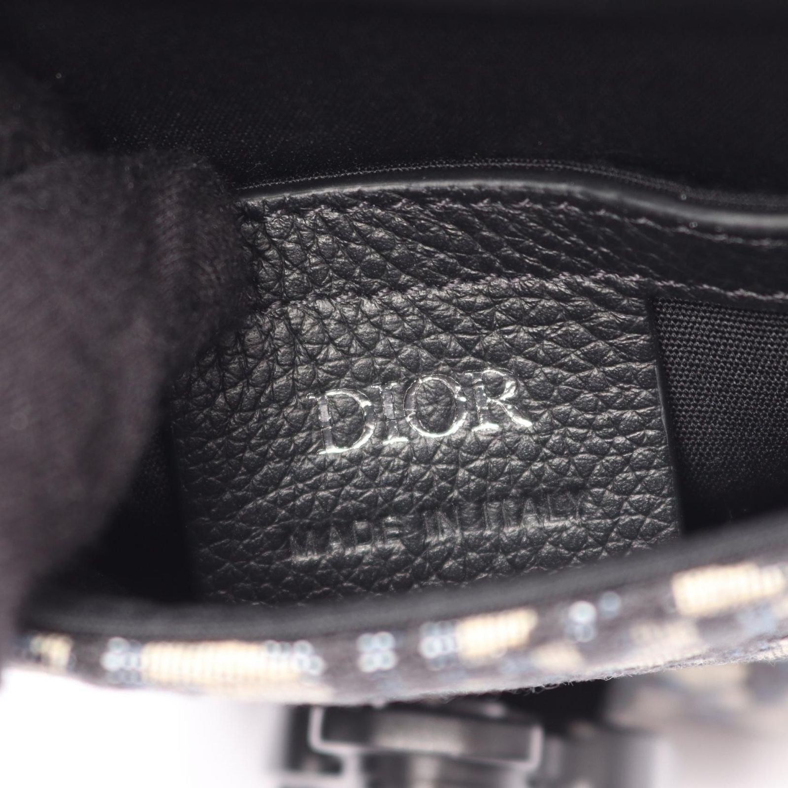 Dior Shoulder Bag Saddle Vertical Pouch Oblique Navy Black Canvas Leather — view 4