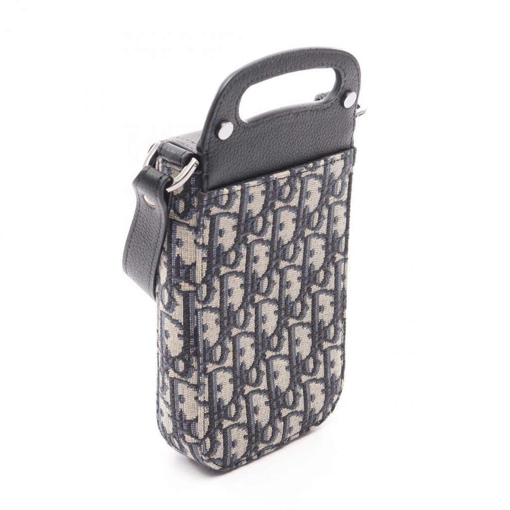 Dior Shoulder Bag Saddle Vertical Pouch Oblique Navy Black Canvas Leather — view 2