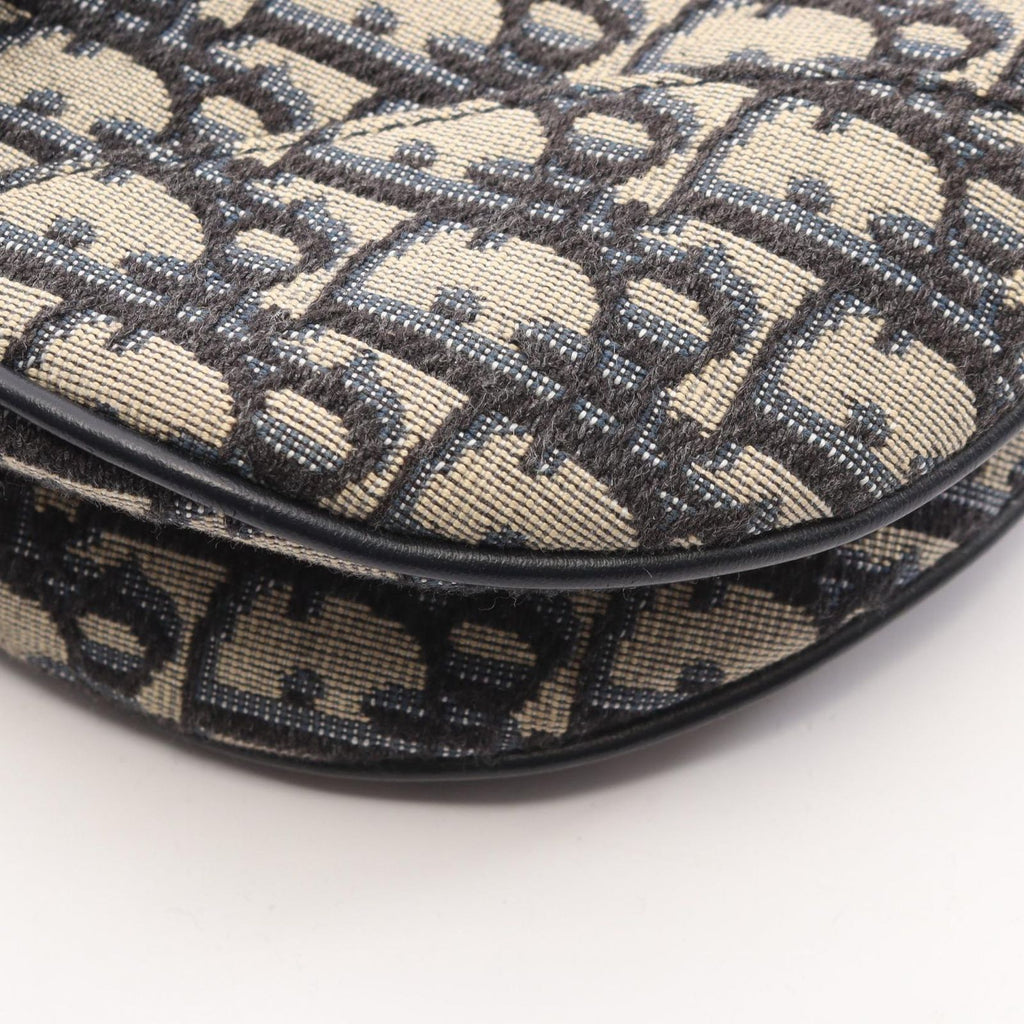 Dior Saddle Bag 2-Way Navy Canvas Leather Oblique — view 7