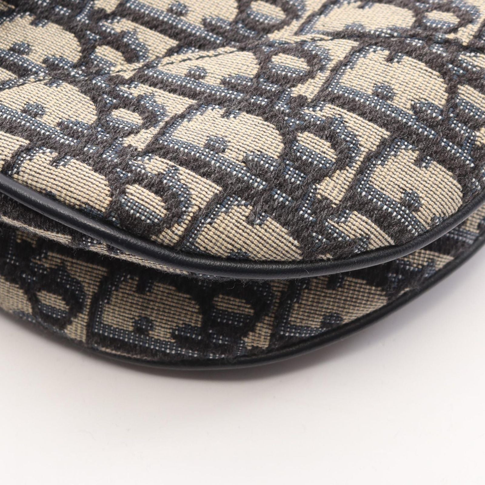 Dior Saddle Bag 2-Way Navy Canvas Leather Oblique — view 7