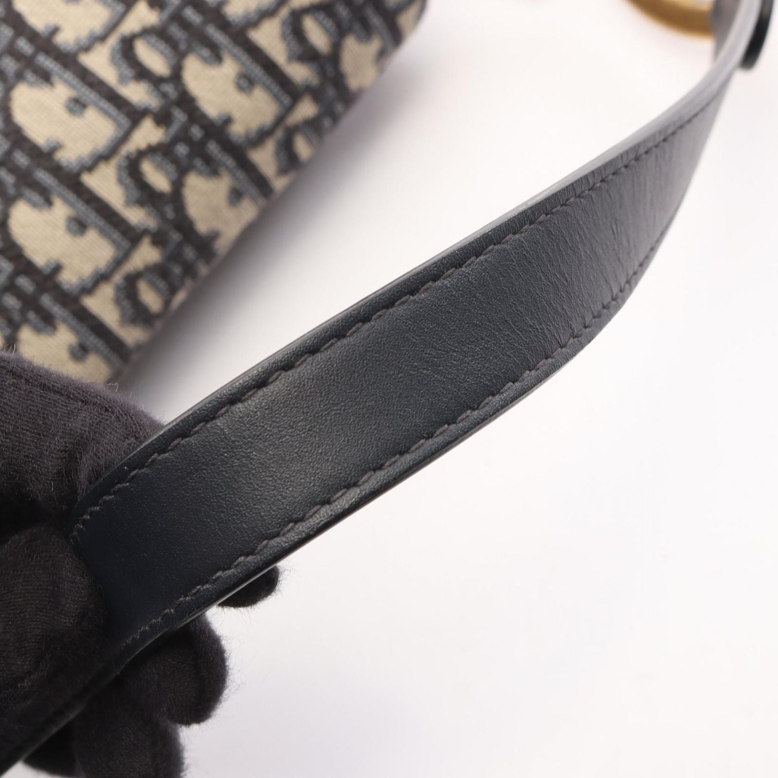 Dior Saddle Bag 2-Way Navy Canvas Leather Oblique — view 8