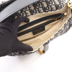 Dior Saddle Bag 2-Way Navy Canvas Leather Oblique — view 3