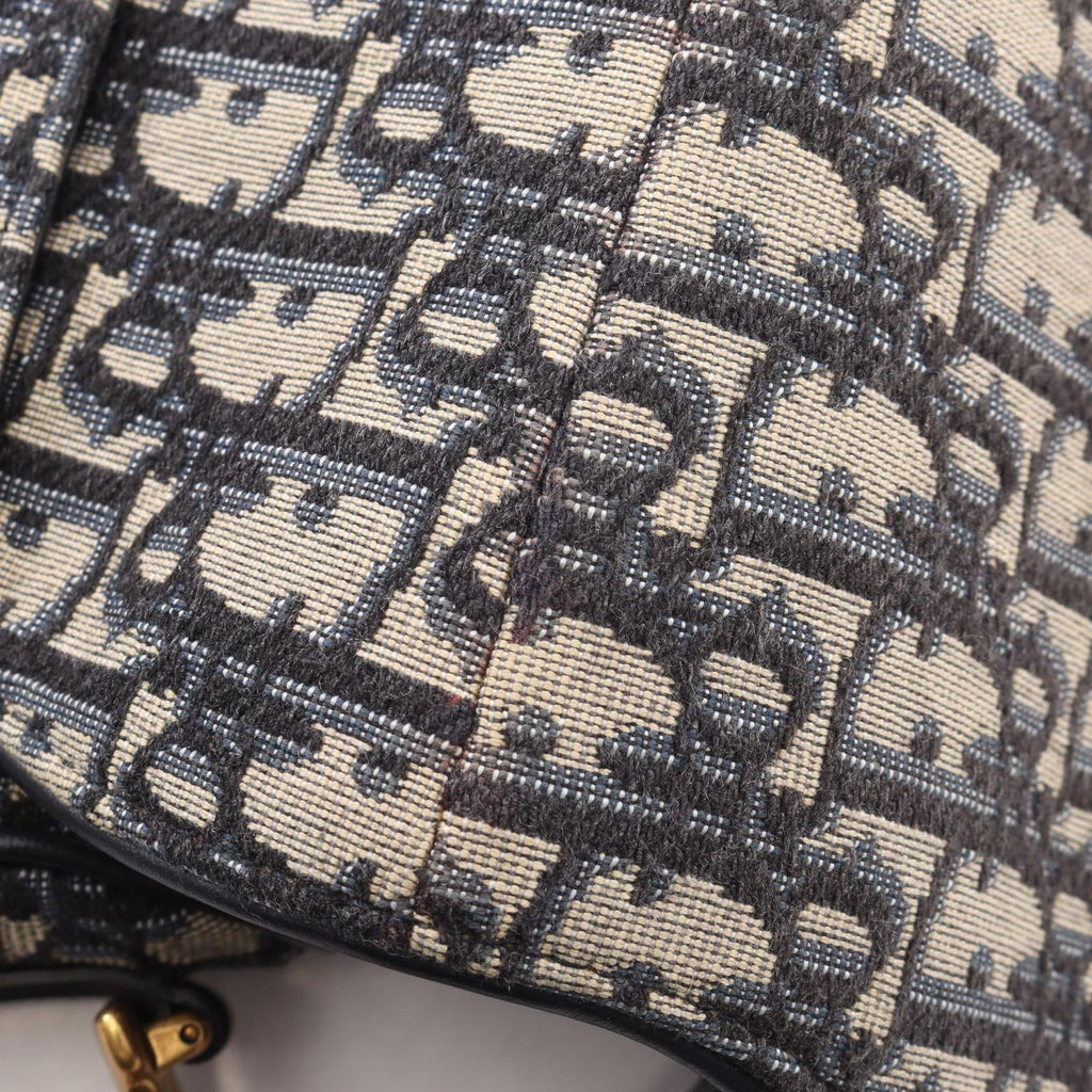 Dior Saddle Bag 2-Way Navy Canvas Leather Oblique — view 5