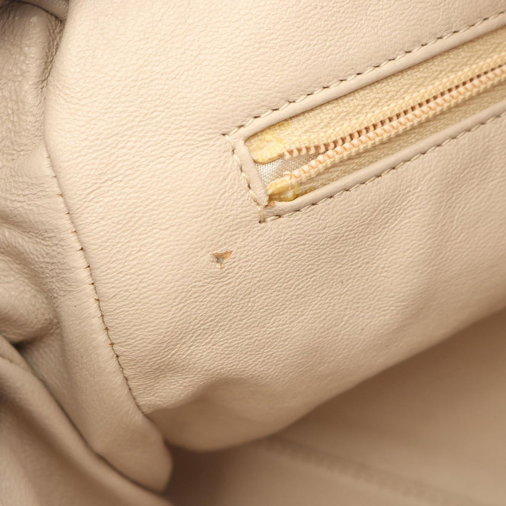Chanel Shoulder Bag Quilted Tassel Beige Lambskin Diamond Stitch Fringe Chain — view 8