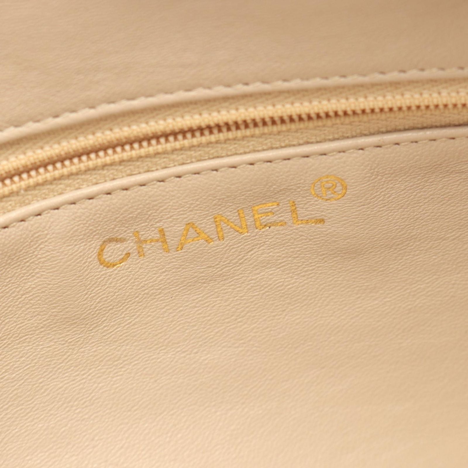 Chanel Shoulder Bag Quilted Tassel Beige Lambskin Diamond Stitch Fringe Chain — view 4