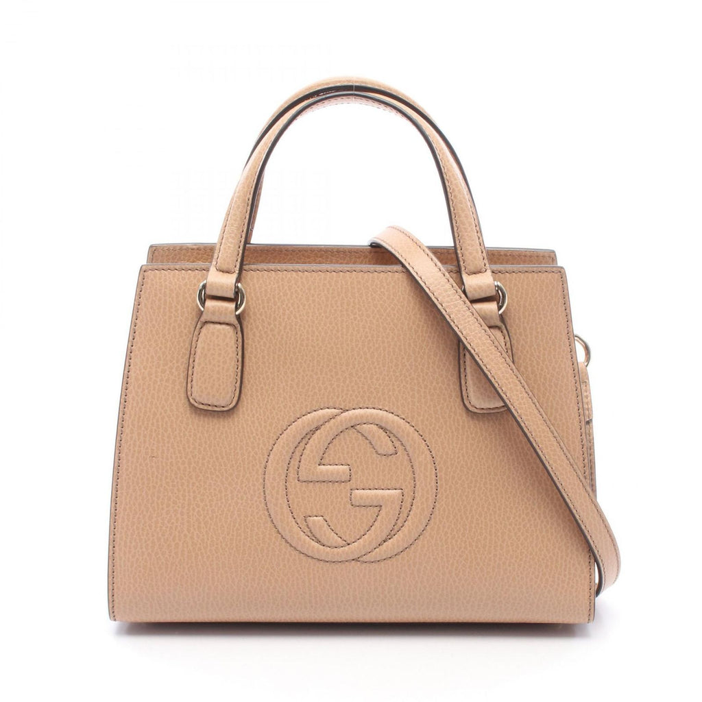 Gucci Handbag Soho Interlocking 2-Way Beige Leather