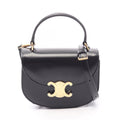 Celine Handbag Triomphe Mini Besace Clair 2-Way Black Leather