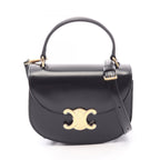 Celine Handbag Triomphe Mini Besace Clair 2-Way Black Leather