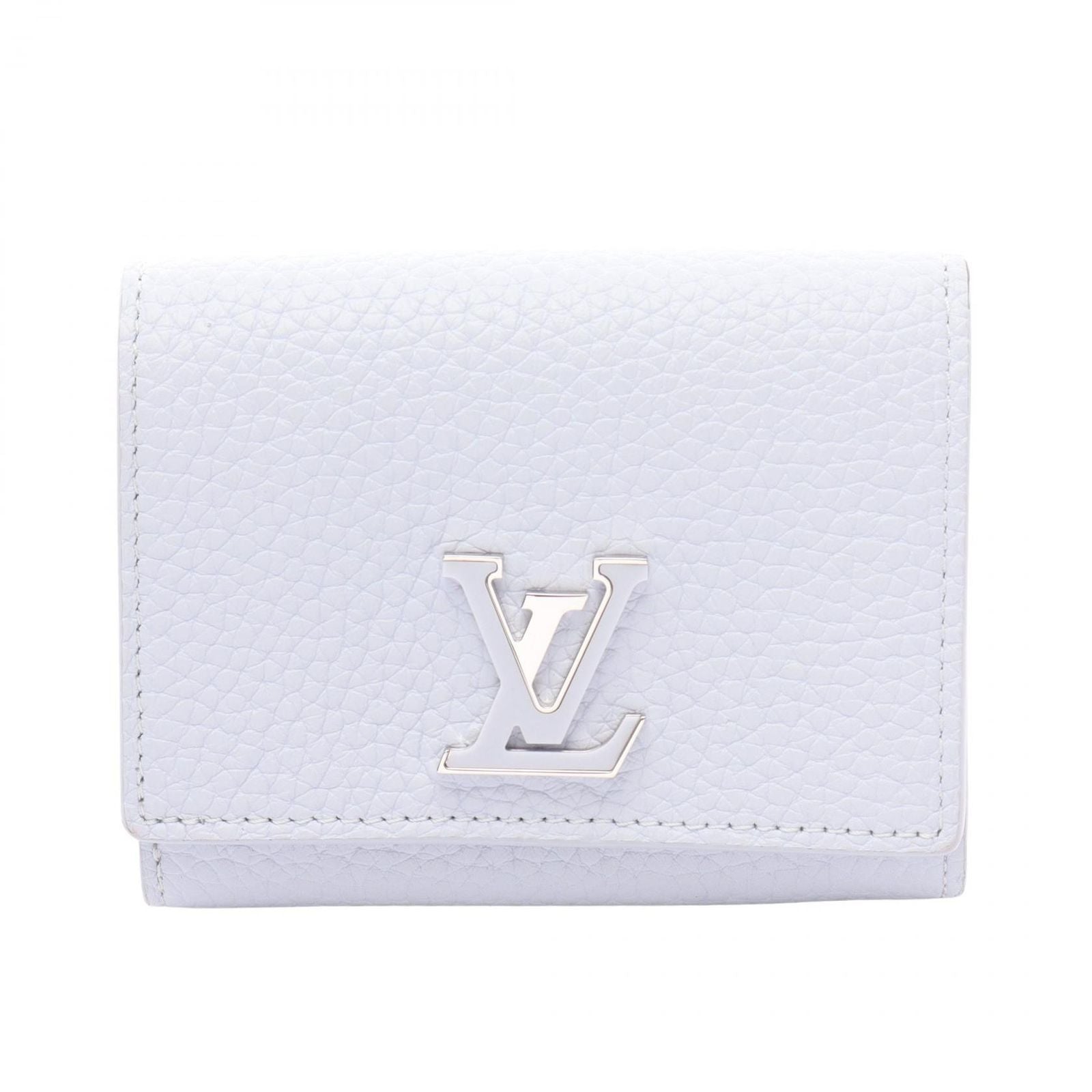 Louis Vuitton Bifold Wallet Portefeuille Capucines Tiny Lightblue Leather