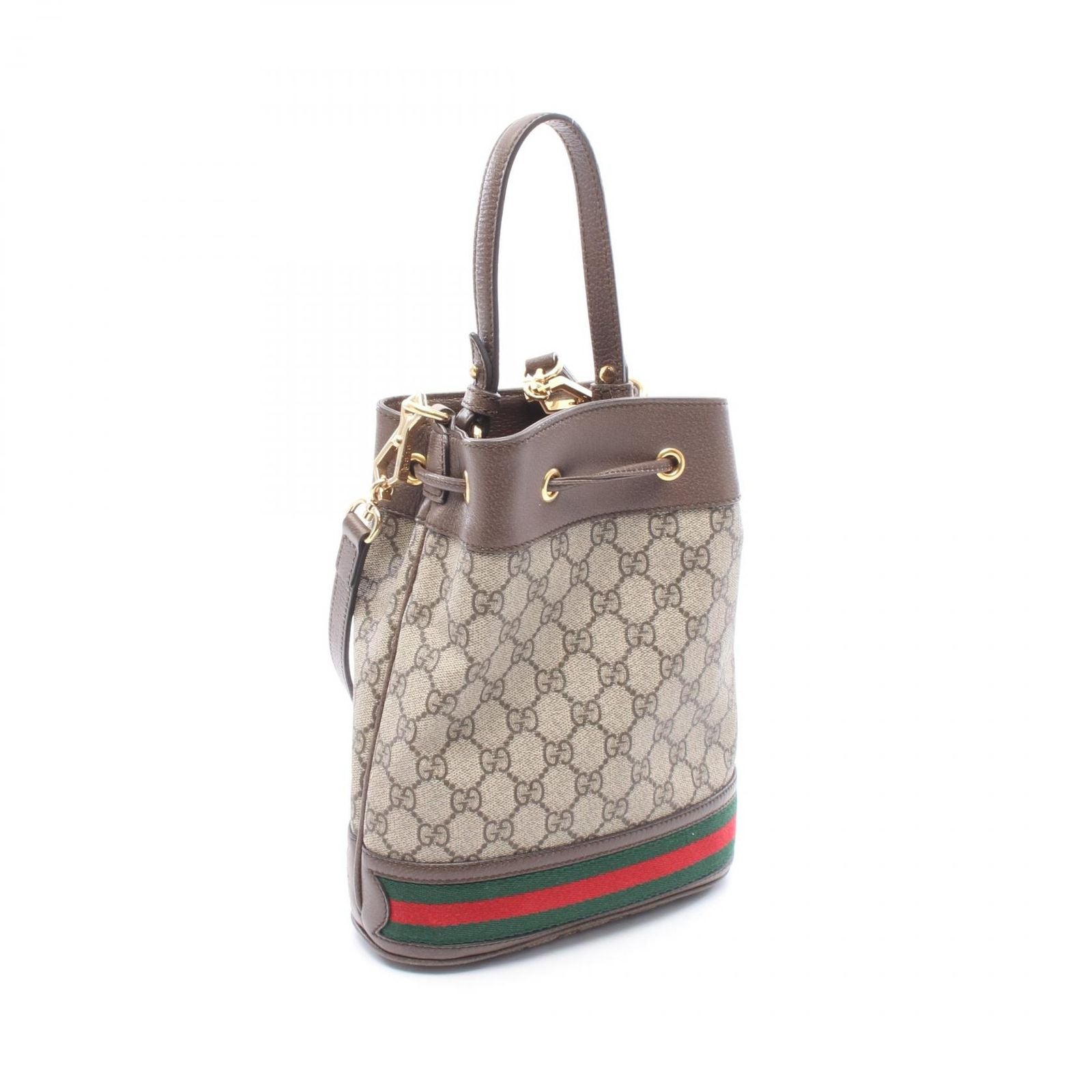 Gucci Ophidia GG Supreme Small Bucket Drawstring 2-Way Beige Brown Canvas — view 2