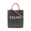 Celine Tote Small Vertical Cover Triomphe 2-Way Black Brown Canvas Leather
