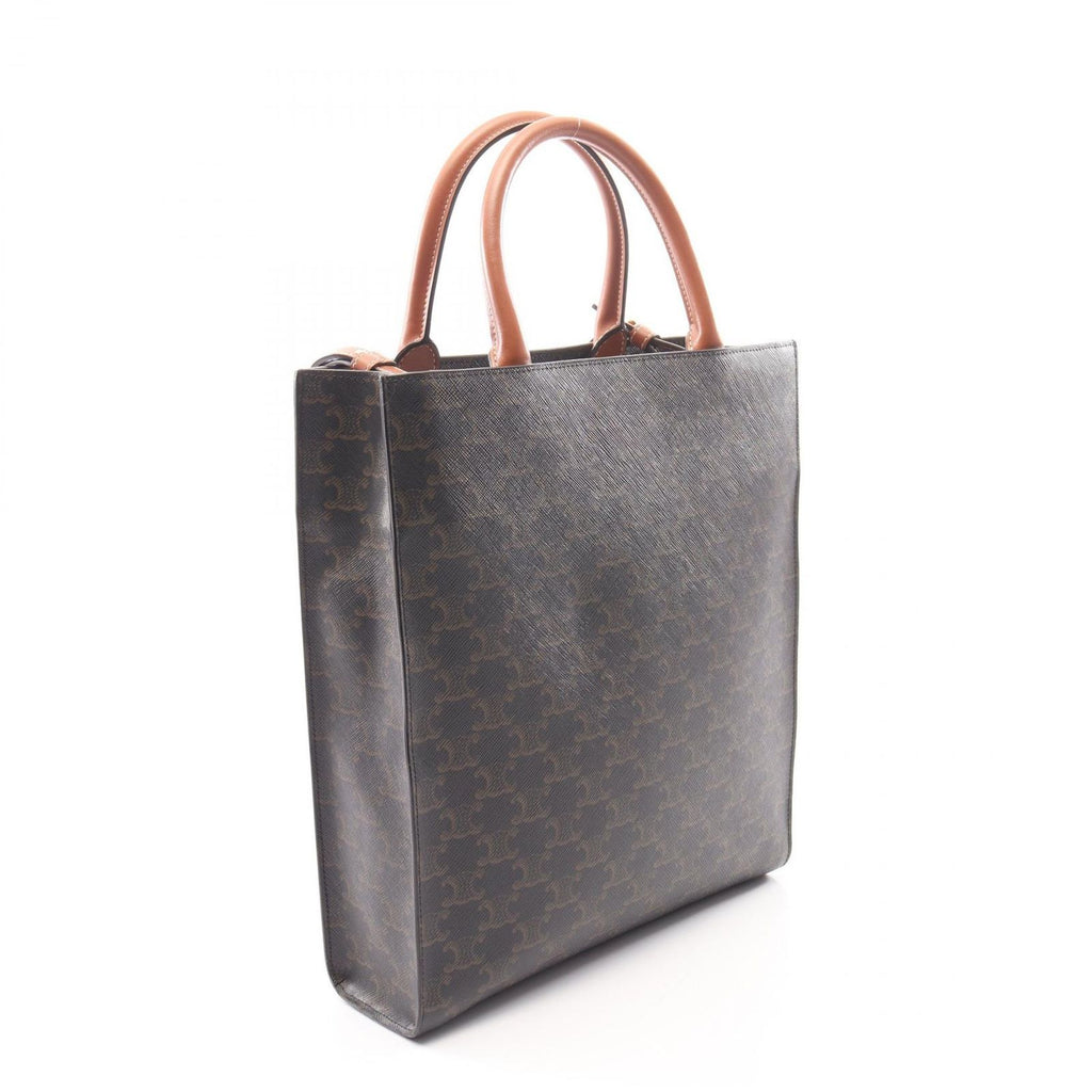 Celine Tote Small Vertical Cover Triomphe 2-Way Black Brown Canvas Leather — view 2