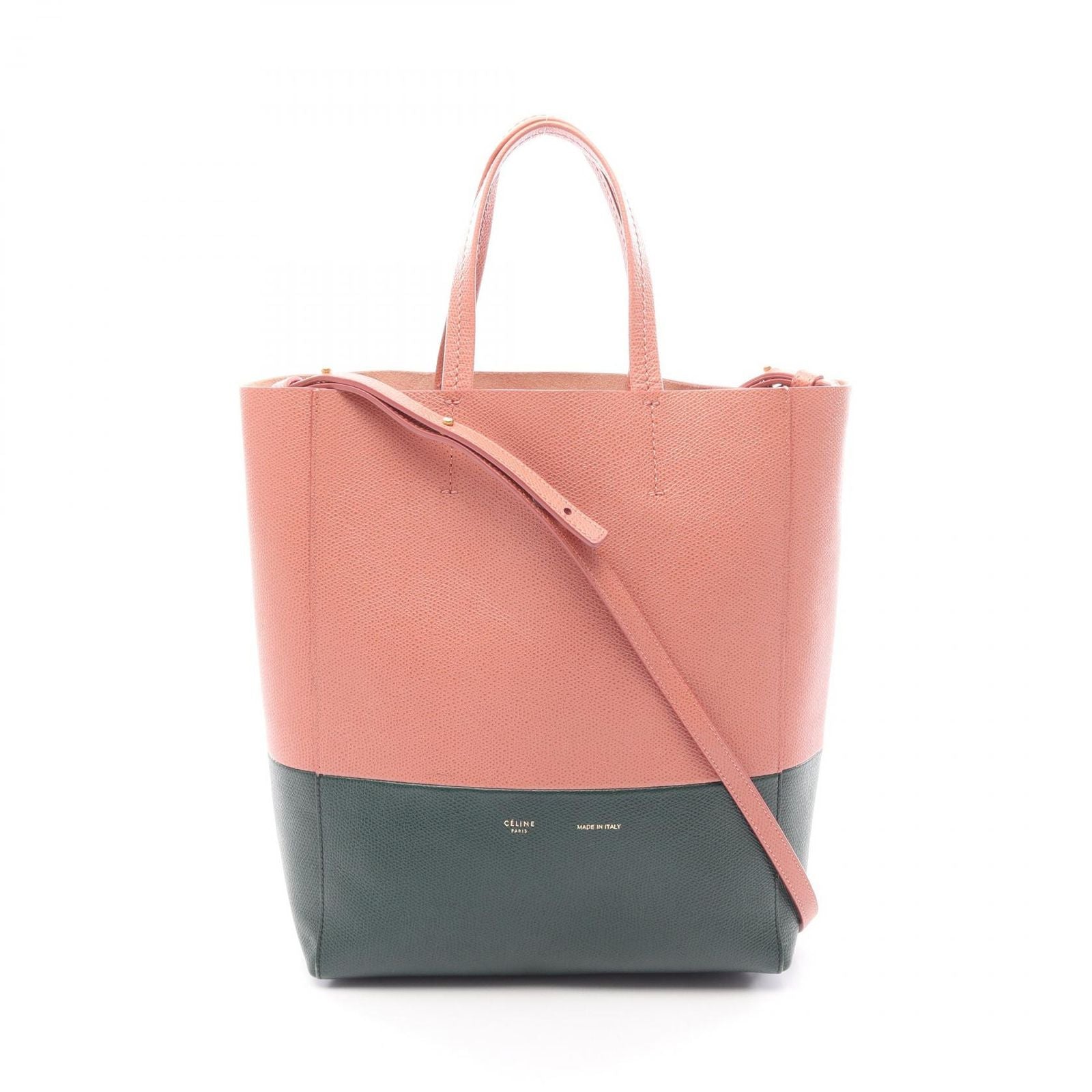 Celine Tote Vertical Small Cover 2-Way Pink Green Leather