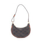Celine Handbag Ava Mini Ava Triomphe Brown Canvas Leather