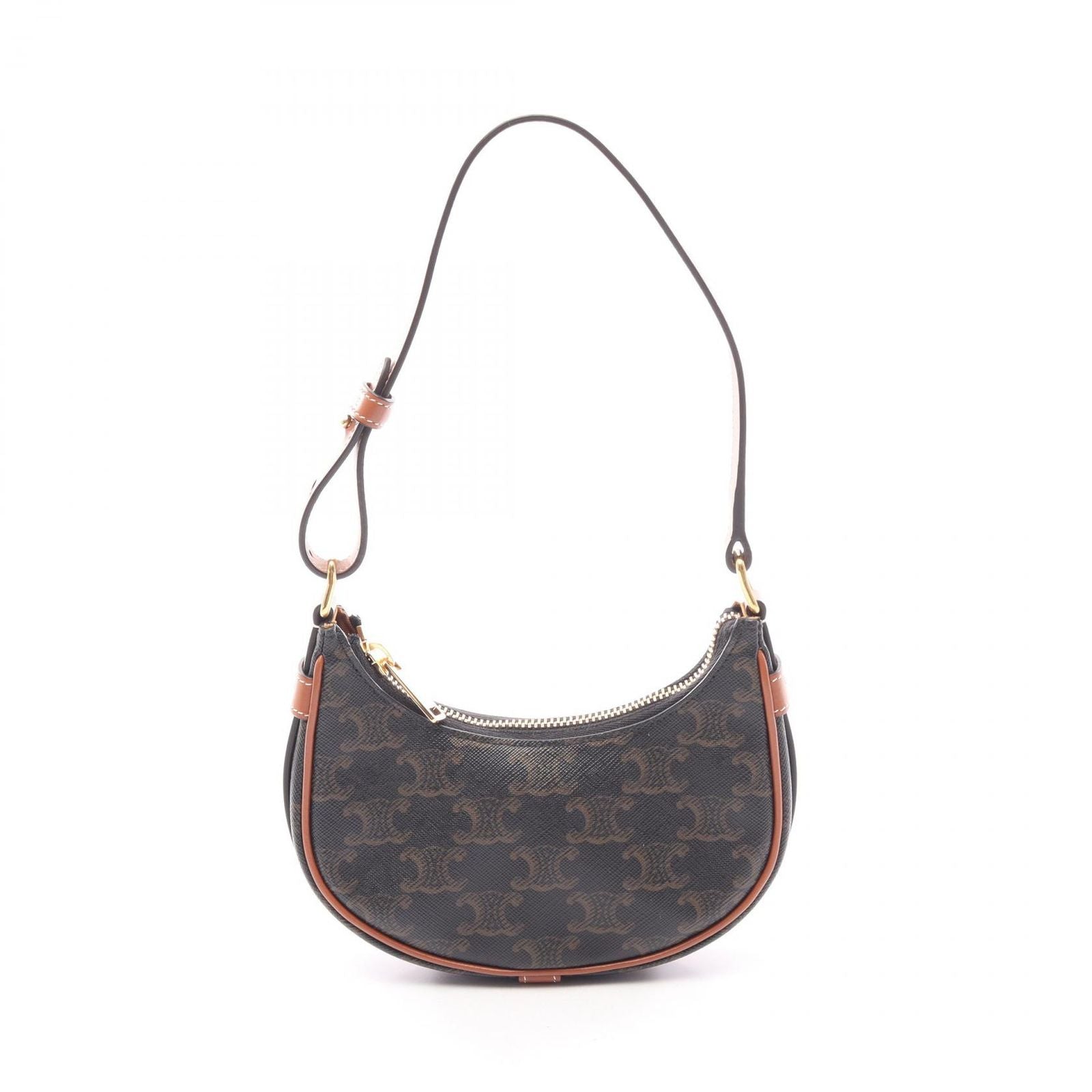 Celine Handbag Ava Mini Ava Triomphe Brown Canvas Leather