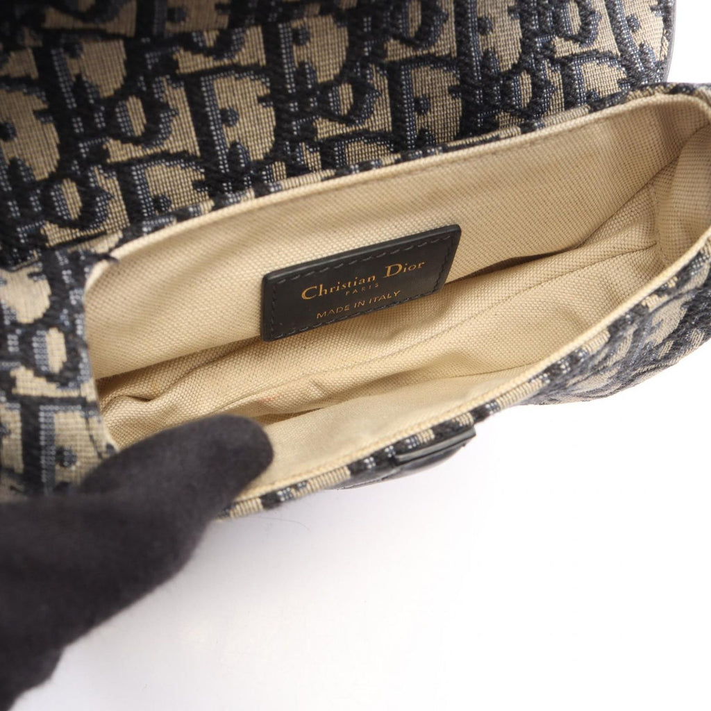 Dior Saddle Bag Mini Oblique Jacquard 2-Way Navy Canvas Leather — view 3