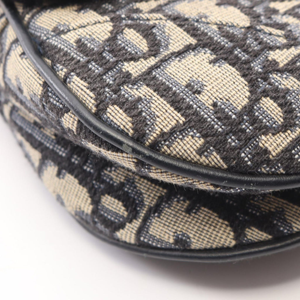 Dior Saddle Bag Mini Oblique Jacquard 2-Way Navy Canvas Leather — view 8