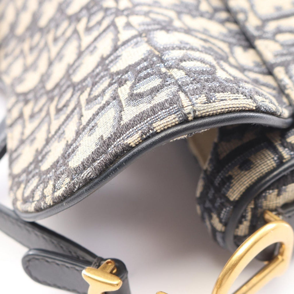 Dior Saddle Bag Mini Oblique Jacquard 2-Way Navy Canvas Leather — view 7