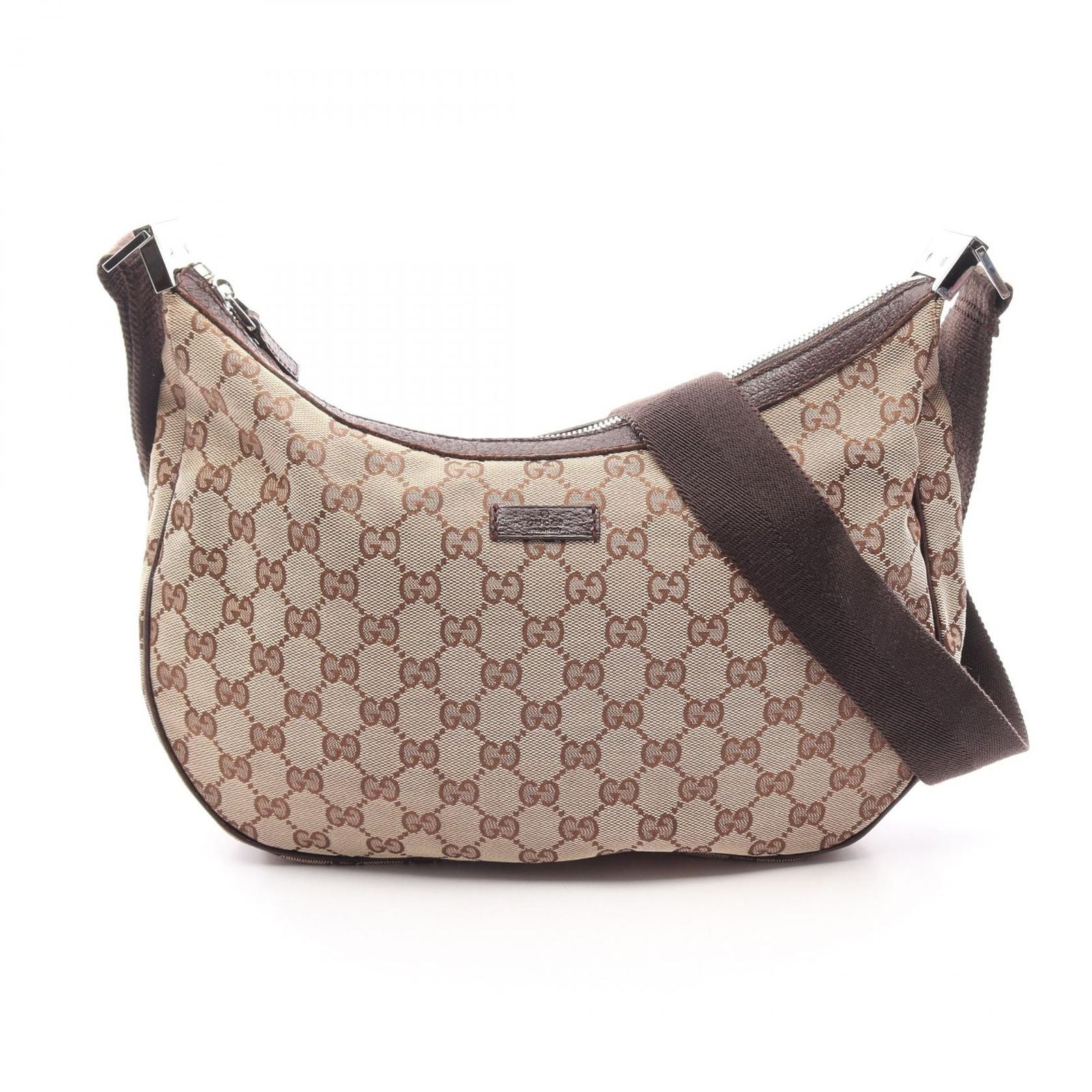Gucci Shoulder Bag GG Canvas Beige Dark Brown