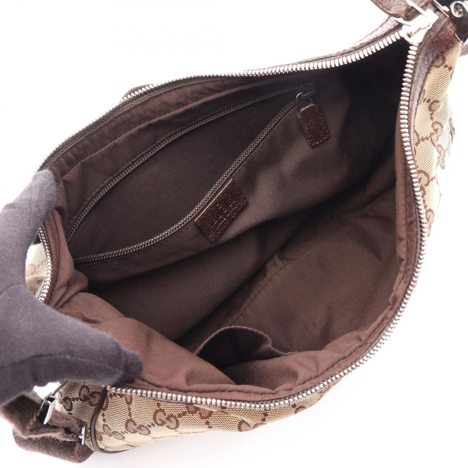Gucci Shoulder Bag GG Canvas Beige Dark Brown — view 3
