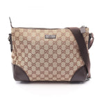 Gucci Shoulder Bag GG Canvas Beige Dark Brown