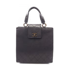 Chanel Handbag Quilted Turnlock Black Leather